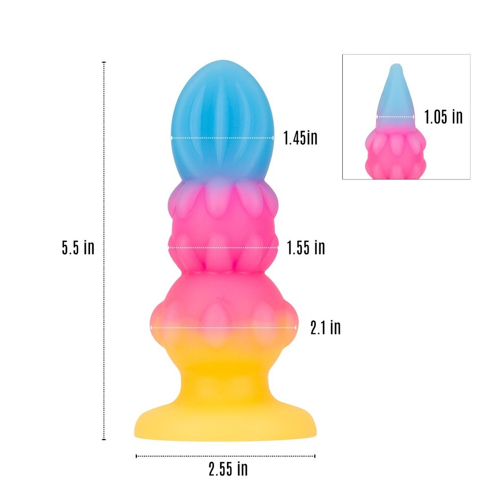 Glow in the Dark Soft Squeezable Silicone Beaded Bumpy Anal Butt Plug Probe