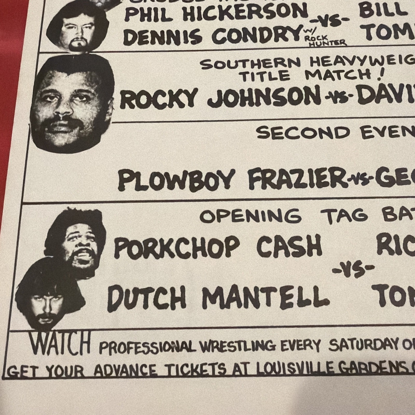 1977 Louisville Wrestling Card Andre The Giant vs Jerry Lawler Louisville Garden