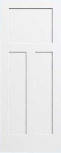 Prehung 3 Flat Panel Primed Mission Shaker Stile & Rail Solid Core Doors 8ft Ht.