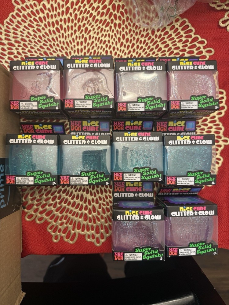 NeeDoh Nice Cube Glitter and Glow, Nee Doh Squishy, Glowing Ice Cube Multiple