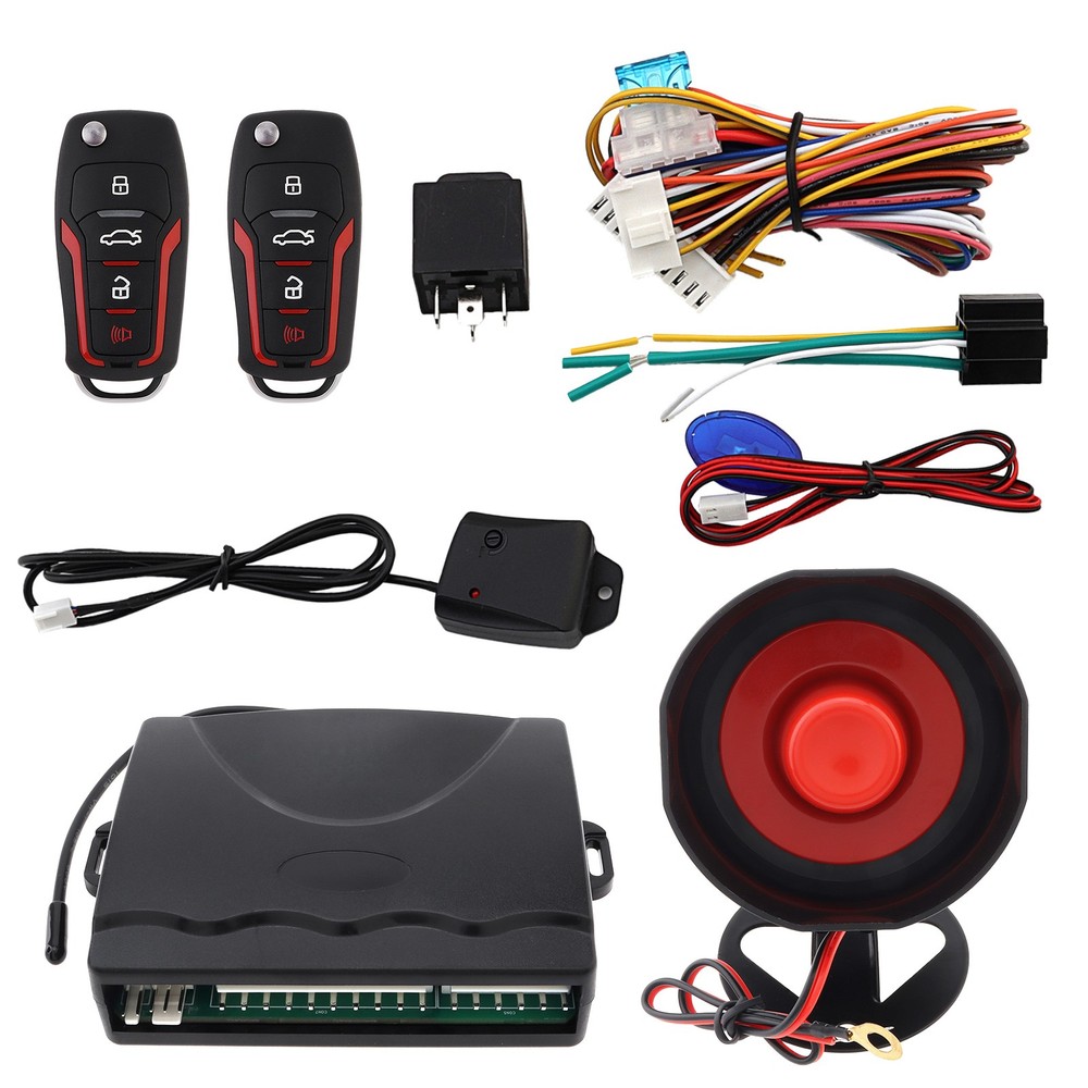 Universal 12V Car Alarm Keyless Entry System with Remote Control Siren Sensor