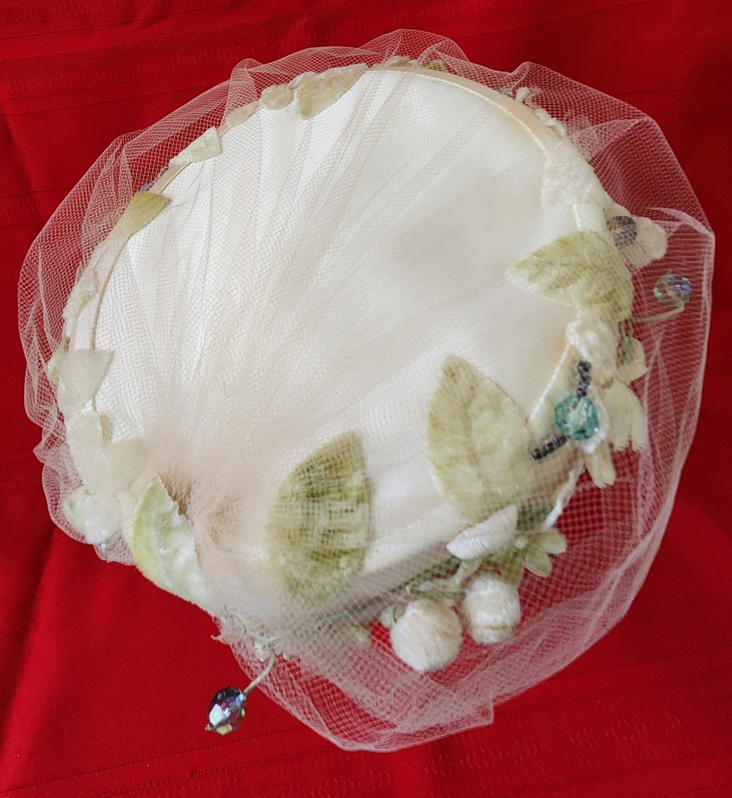 Vtg Don Anderson New York Halle Bros Union Made Woman Pillbox Floral Hat Netting