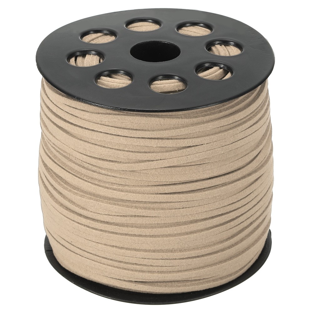 Suede Lanyard String with Roll Spool 2.5mm 98 Yard, Flat Microfiber Cord, Khaki