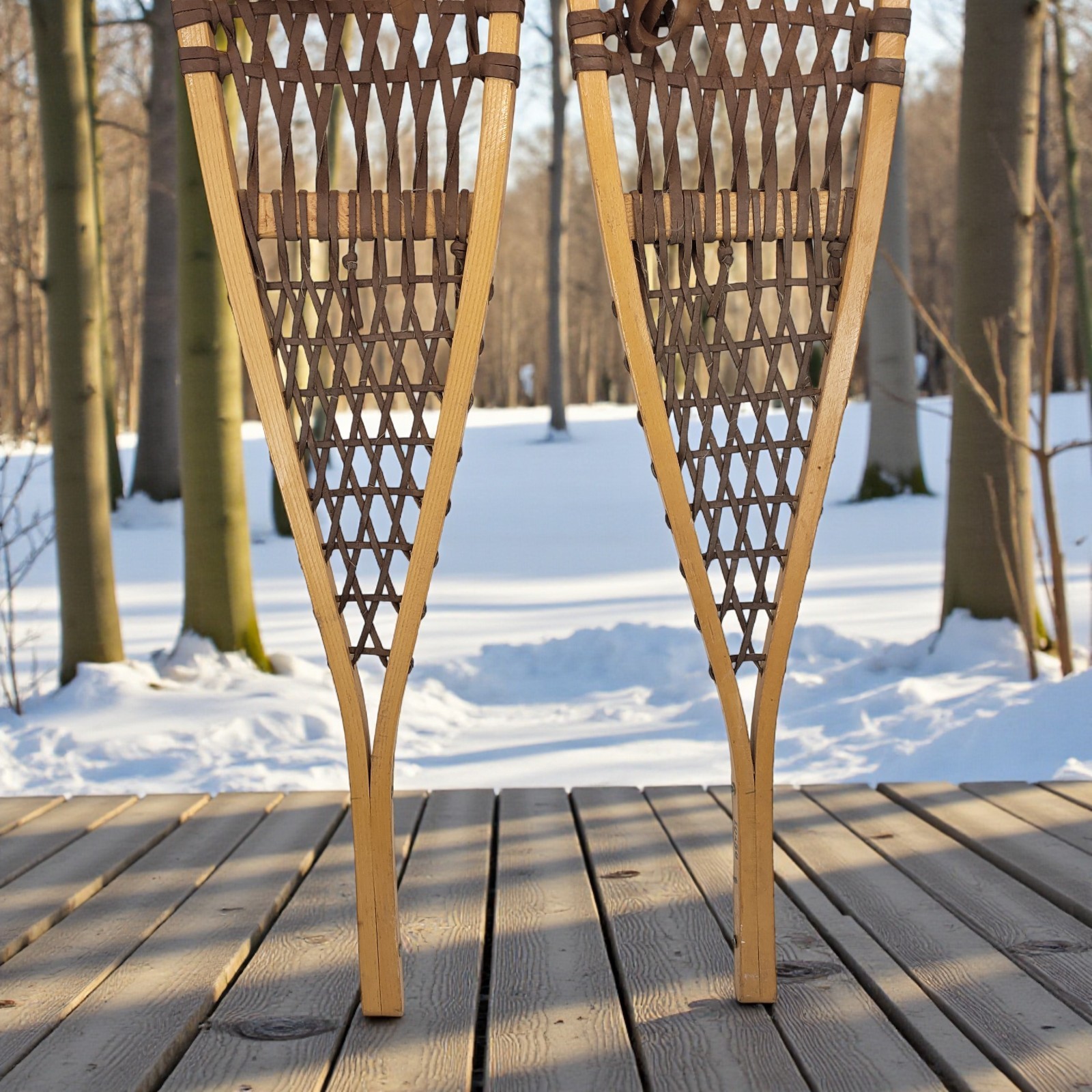 Vintage Snowshoes Northwoods Brand Made In Canada 56" x 10" Safesport Denver CO.