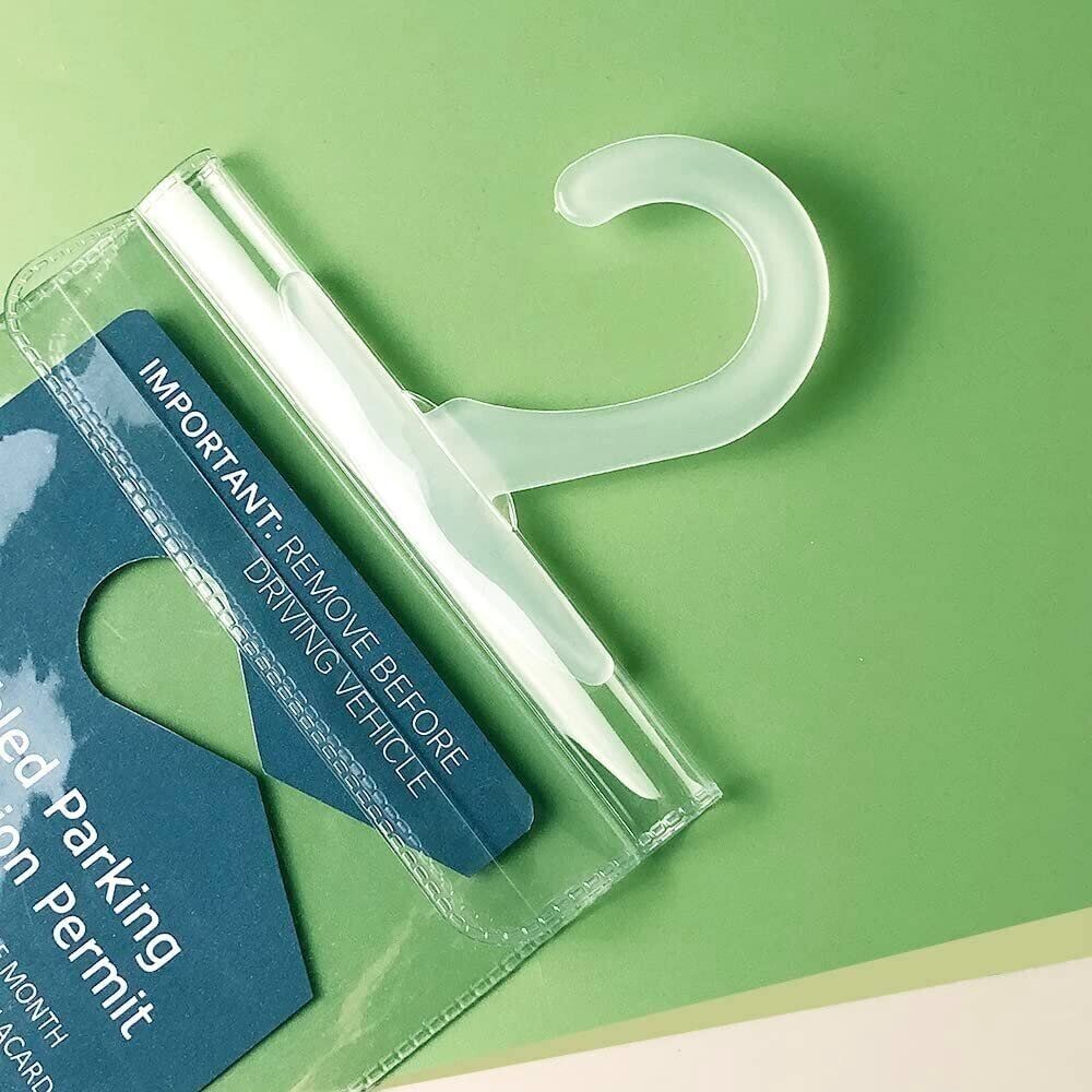 Handicap Placard Holder Disabled Parking Permit Protector Mirror Tag Sleeve Hang