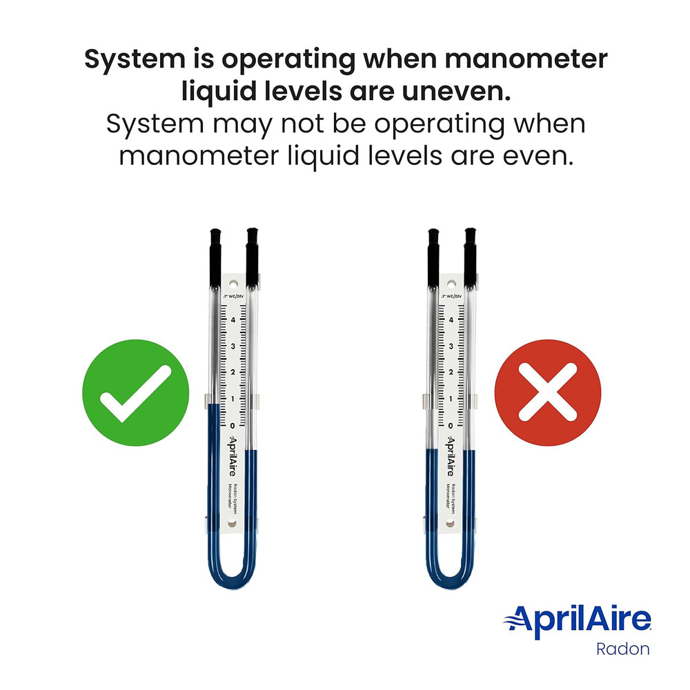 Easy to Read 0-5" Manometer, Radon Manometer, ARN05M