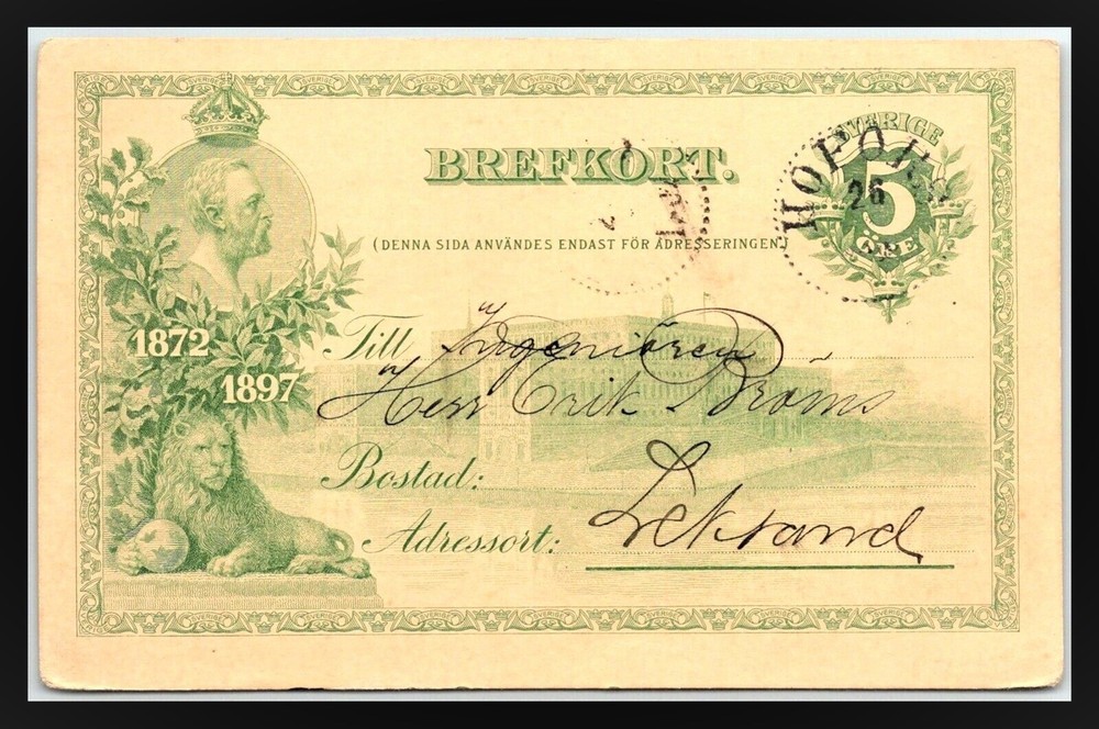 1902 SWEDEN POSTAL CARD HAND DATED 25 MAY 02 ON REVERSE