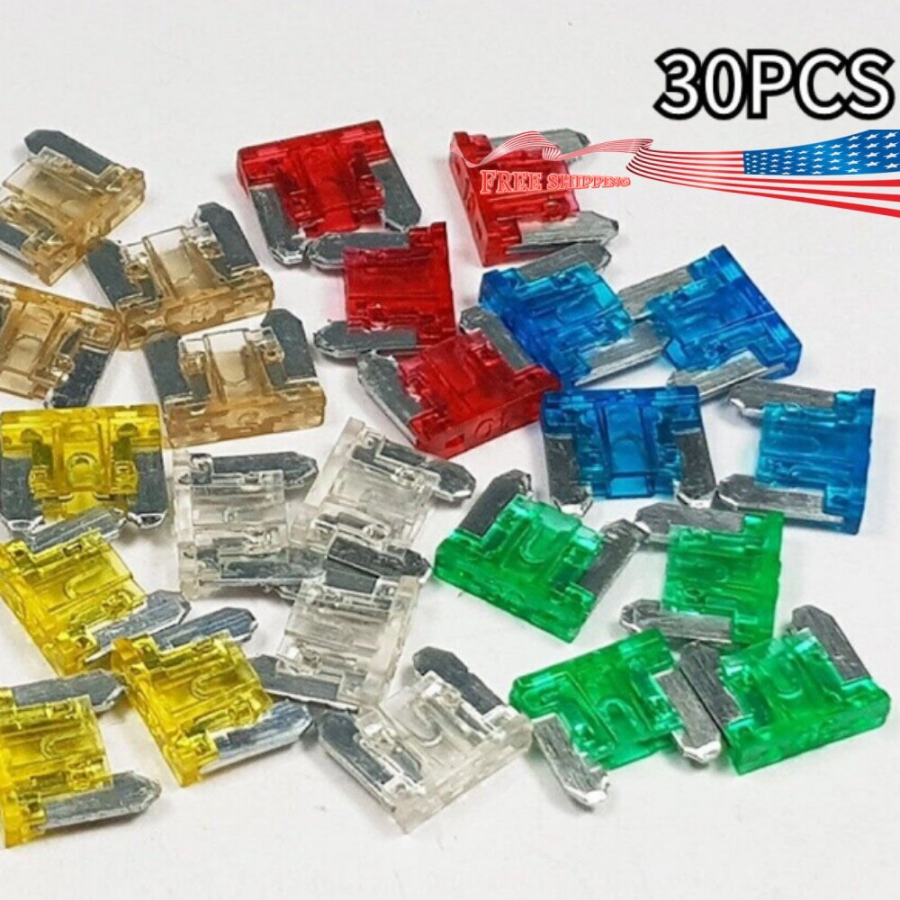 30PCS 5A-30A Mixed Low Profile Mini Car Van Auto Micro Blade Fuse Assorted Kit