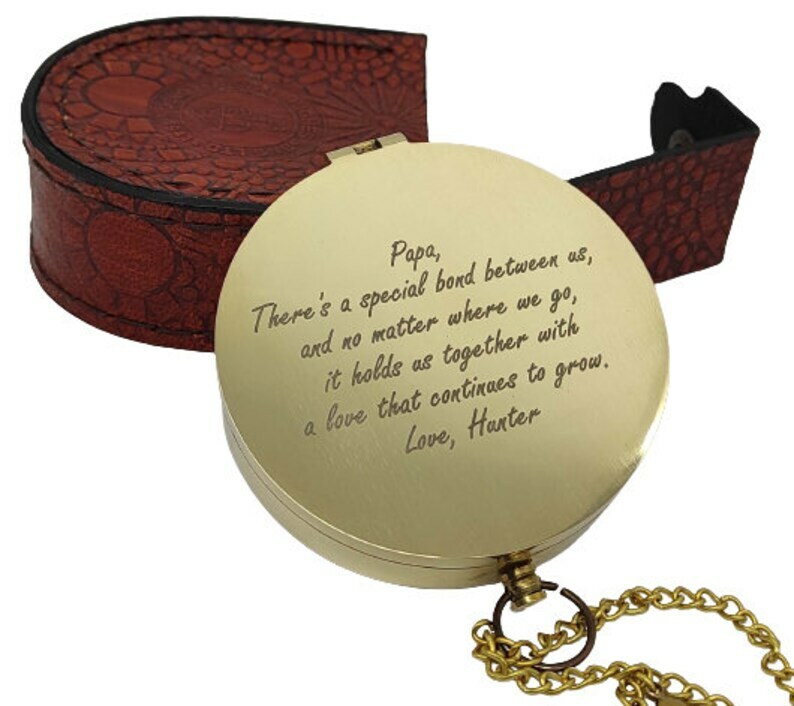 Personalized Compass With Leather Case|Custom Gift Baptism Gift Christmas Gift