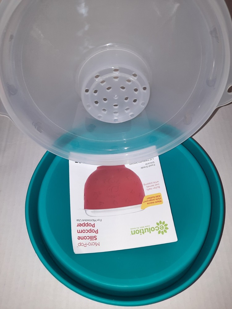 Ecolution Micro-Pop Silicone Popcorn Popper Microwave.Teal color