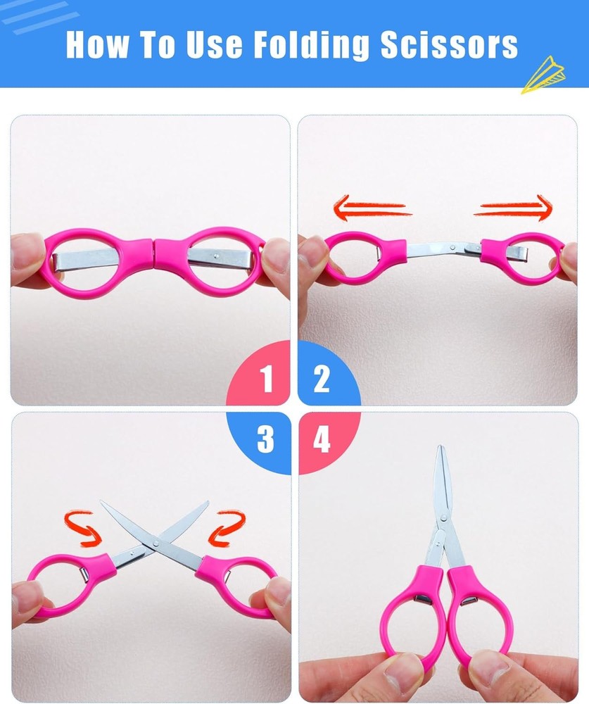 6 Pcs Folding Scissors, Small Stainless Steel Foldable Scissors, Portable Mini T