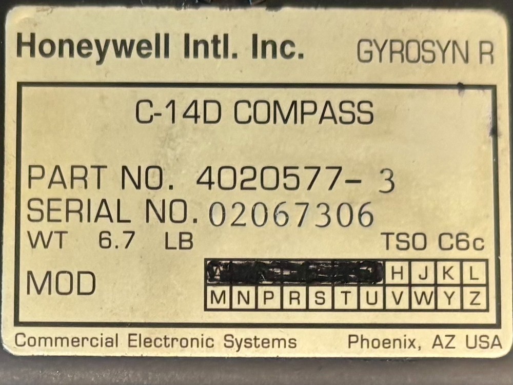Compass Gyro C14D 4020577-3 Removed Working