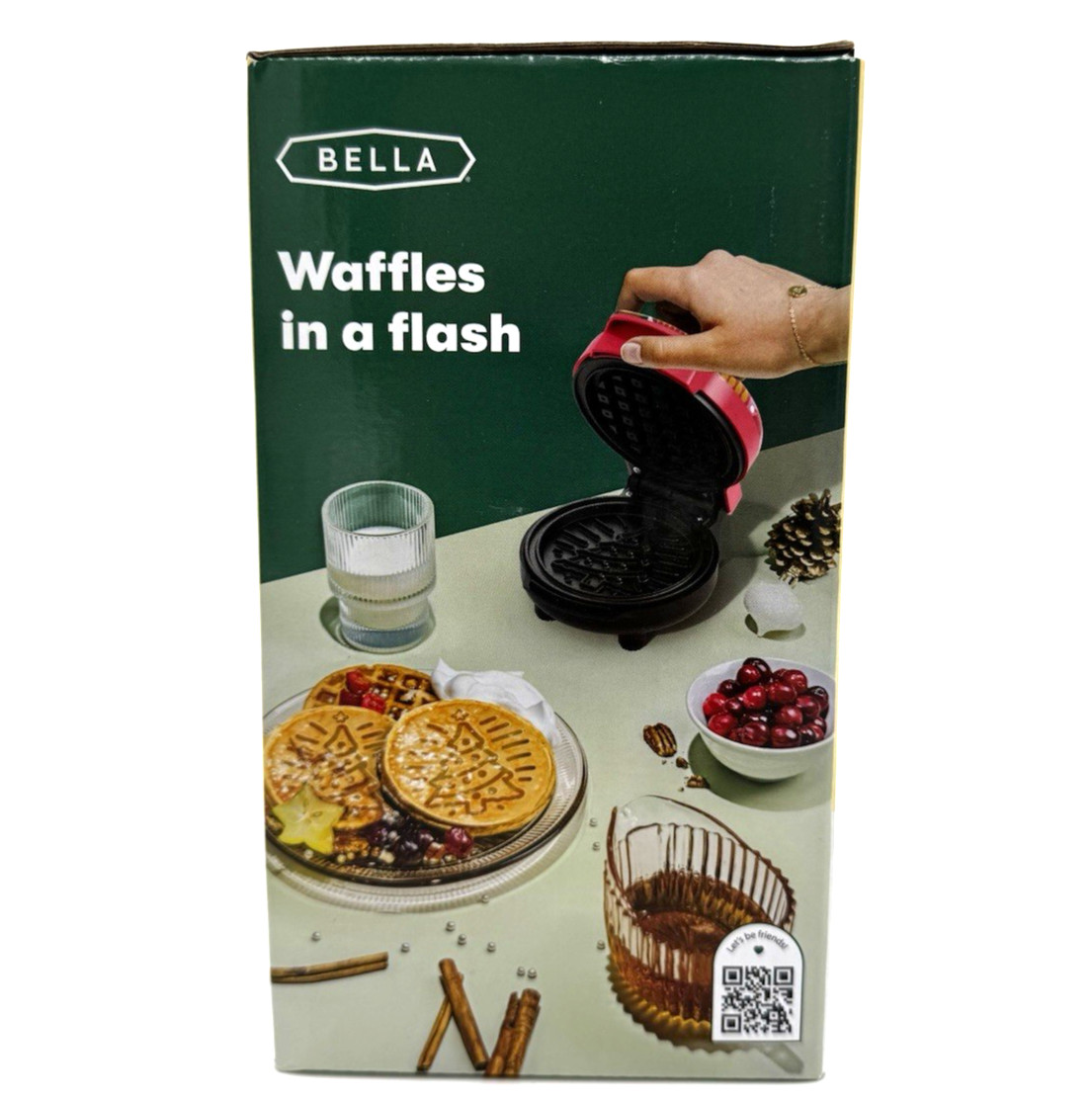 Bella Christmas Tree Mini Waffle Maker 350W Compact Holiday Limited Edition New