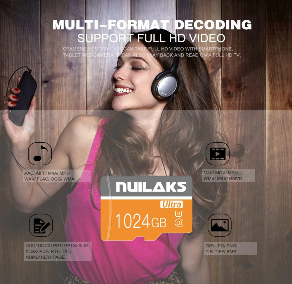1 TB Micro SD / SD Memory Card 1 TB High Speed Waterproof Class 10