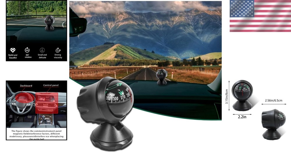Compact ABS Car Compass Ball - Reliable Navigation for Vehicles and Beyond