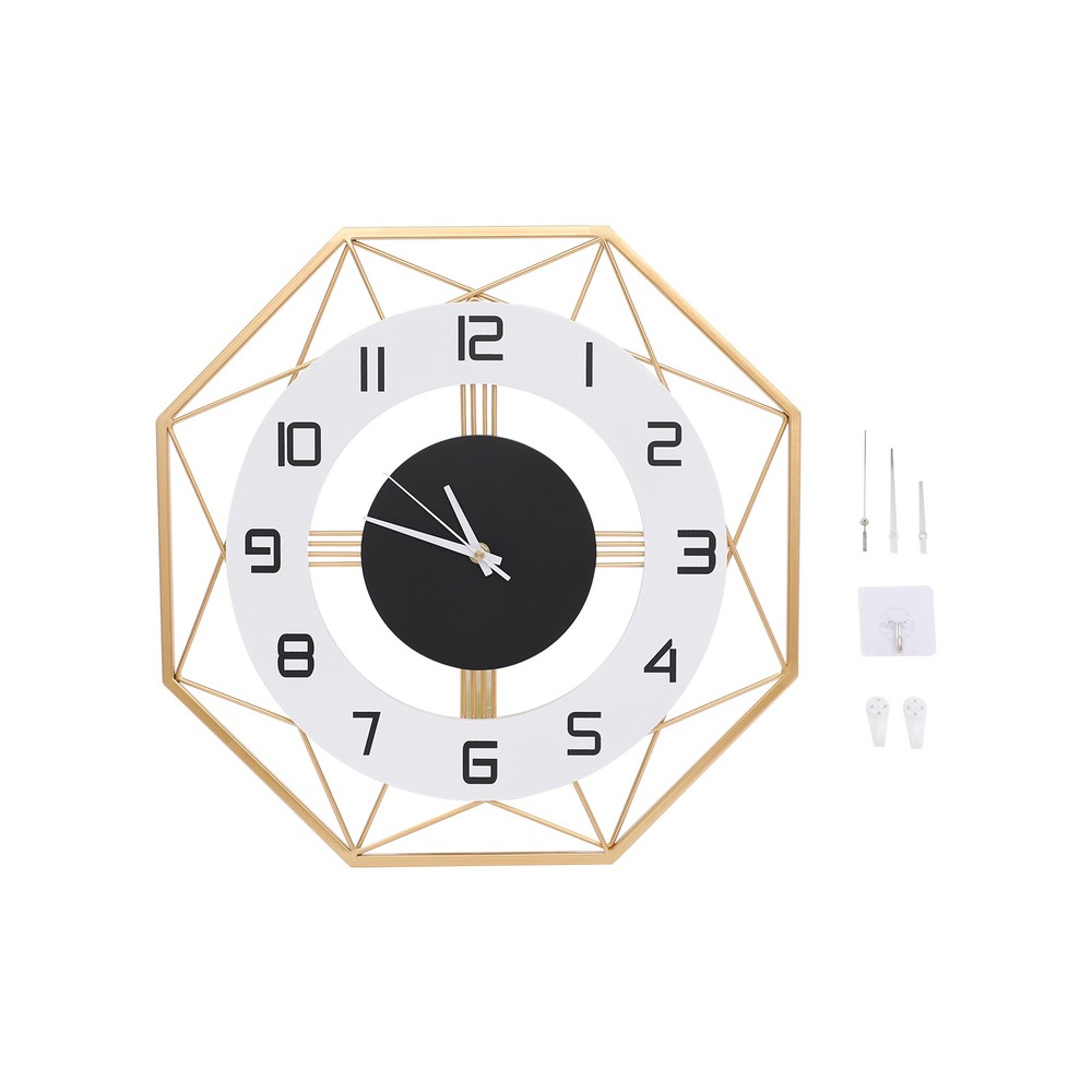 Modern Octagonal Wall Clock - Silent Battery Operated, Easy to Install