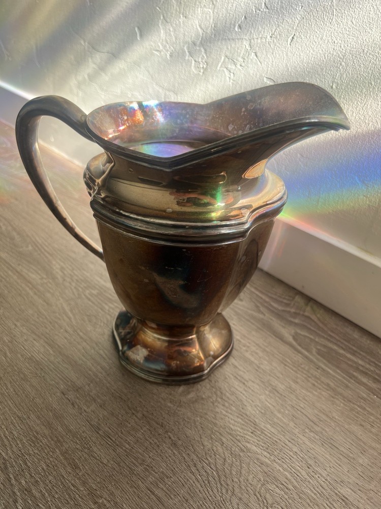 Antique Silver-Plated Pitcher Jug Monogram McQ Decorative Tableware Silverplate