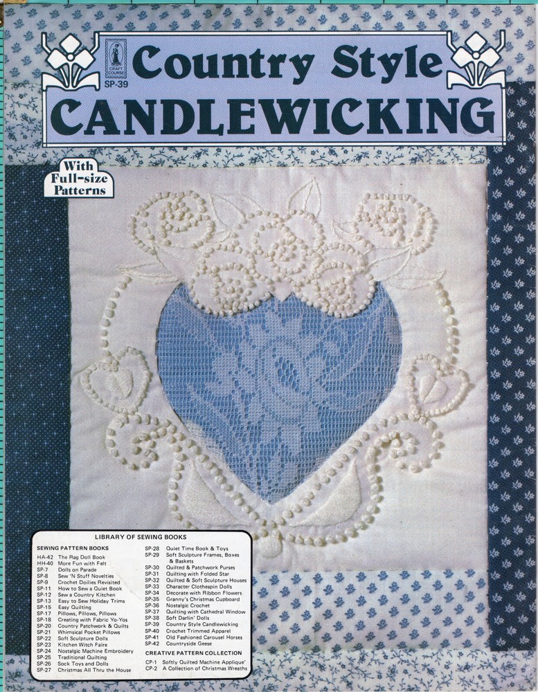 3pc LOT Needlecraft Candlewicking Project Chart Pattern Leaflets Previously Owne