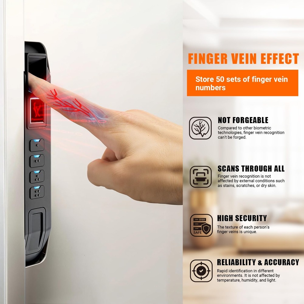 Quick Access Wall Safe with Finger Vein Recognition Lock White Wall Safes wit...