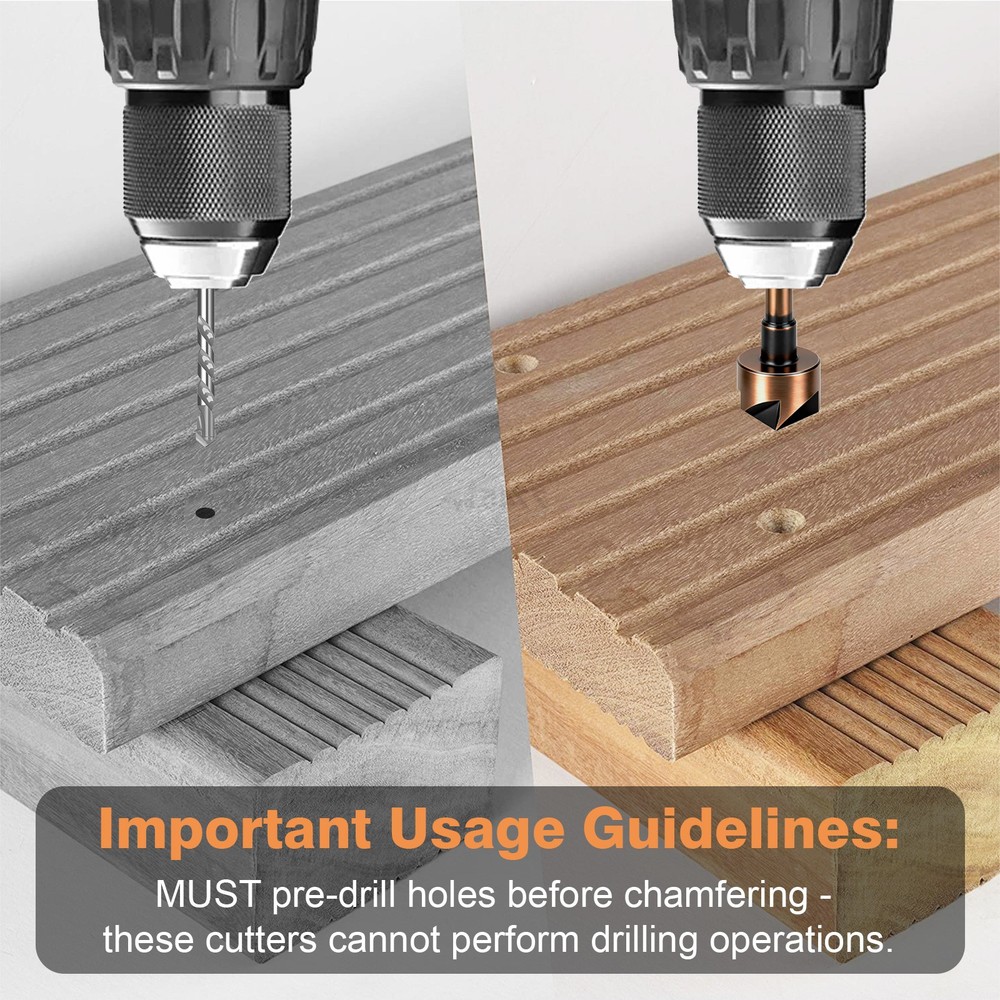 5x HSS Countersink Drill Bits 82° 1/4"-3/4" For Deburring Chamfering Flush Screw