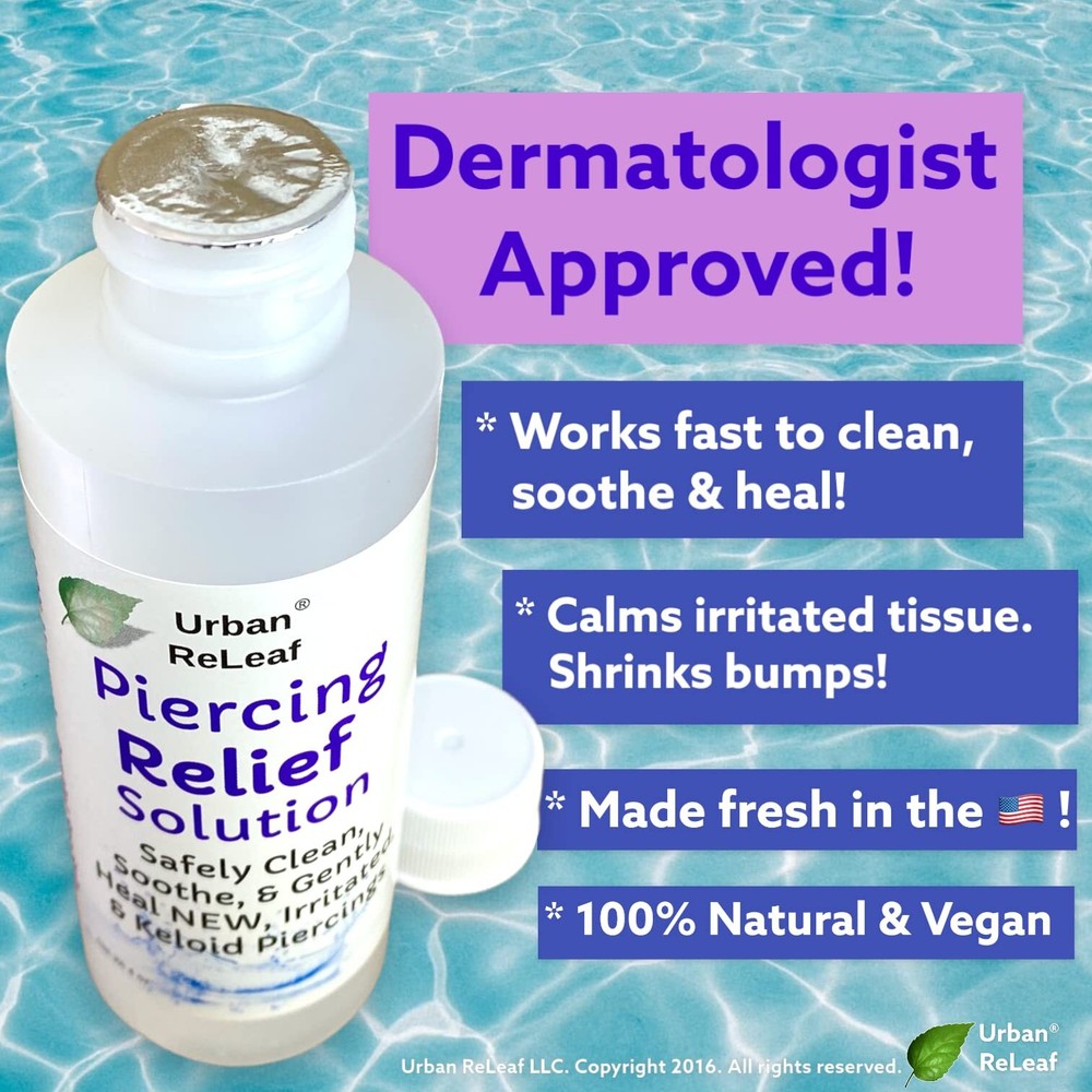 PIERCING RELIEF Solution ! Safely Clean, Soothe & Gently Calm New, Irritated ...