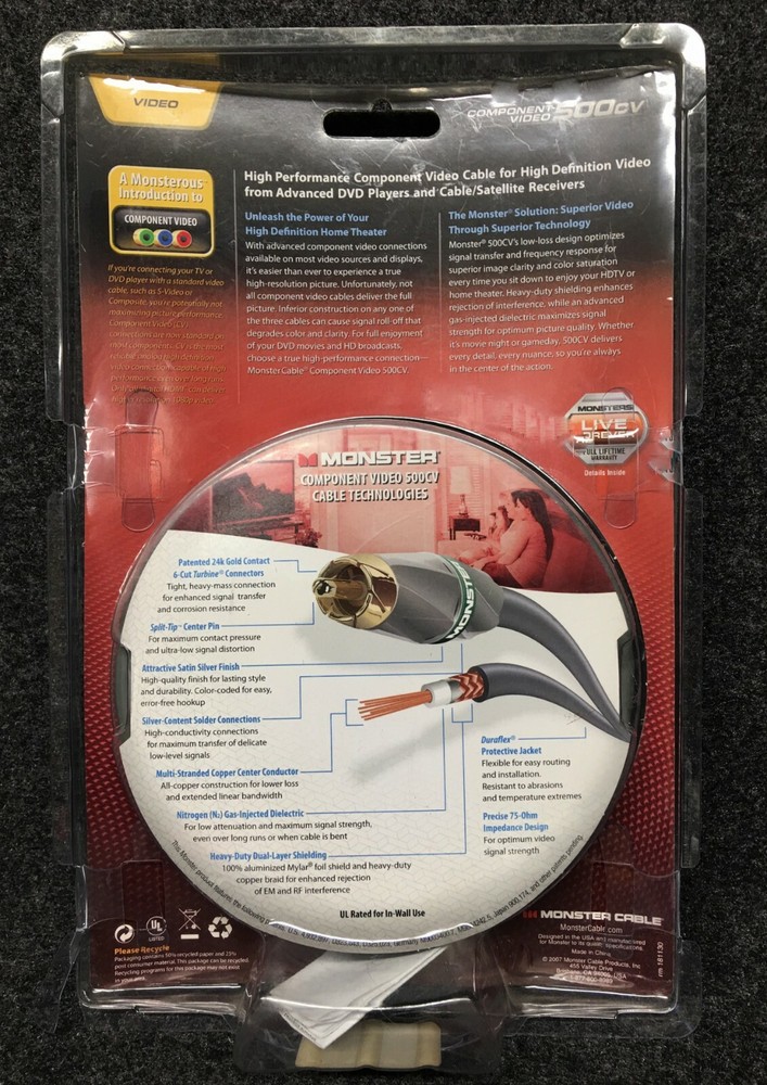 Monster Cable 500CV Component Video 2m (6.56 ft.) High Performance Cable