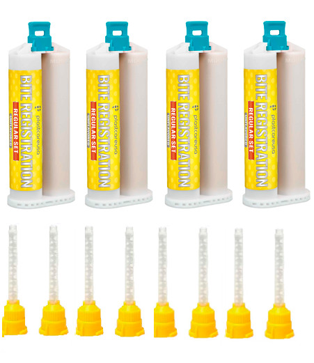 Bite Registration Material Unflavored – Regular Set | 4 Cartridges + 8 Tips |
