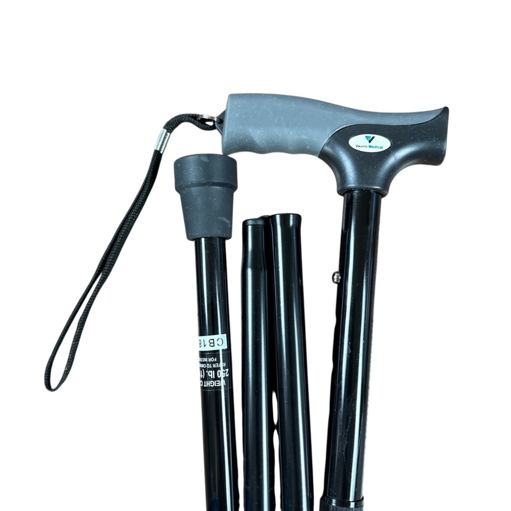 Adjustable Height Folding Cane w/ Self-Locking Mechanism