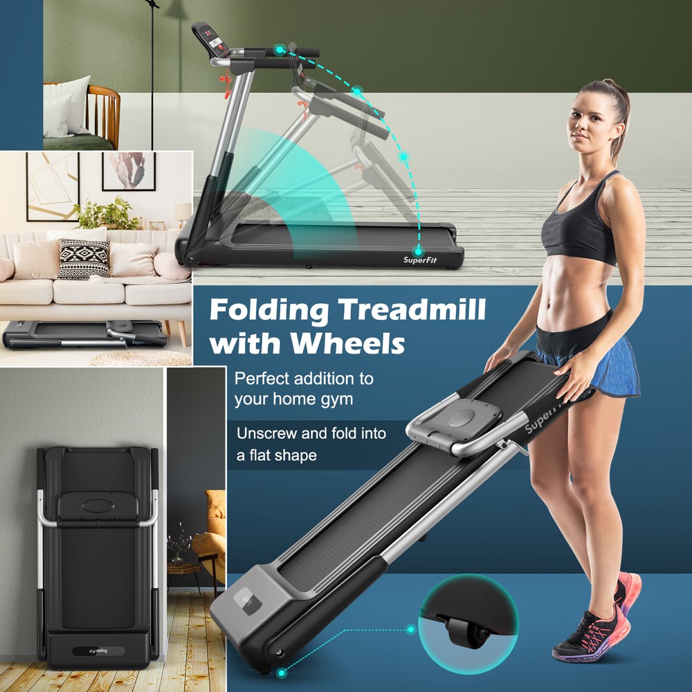 2.25HP Folding Treadmill with LED Display & APP Control Walking Jogging Running