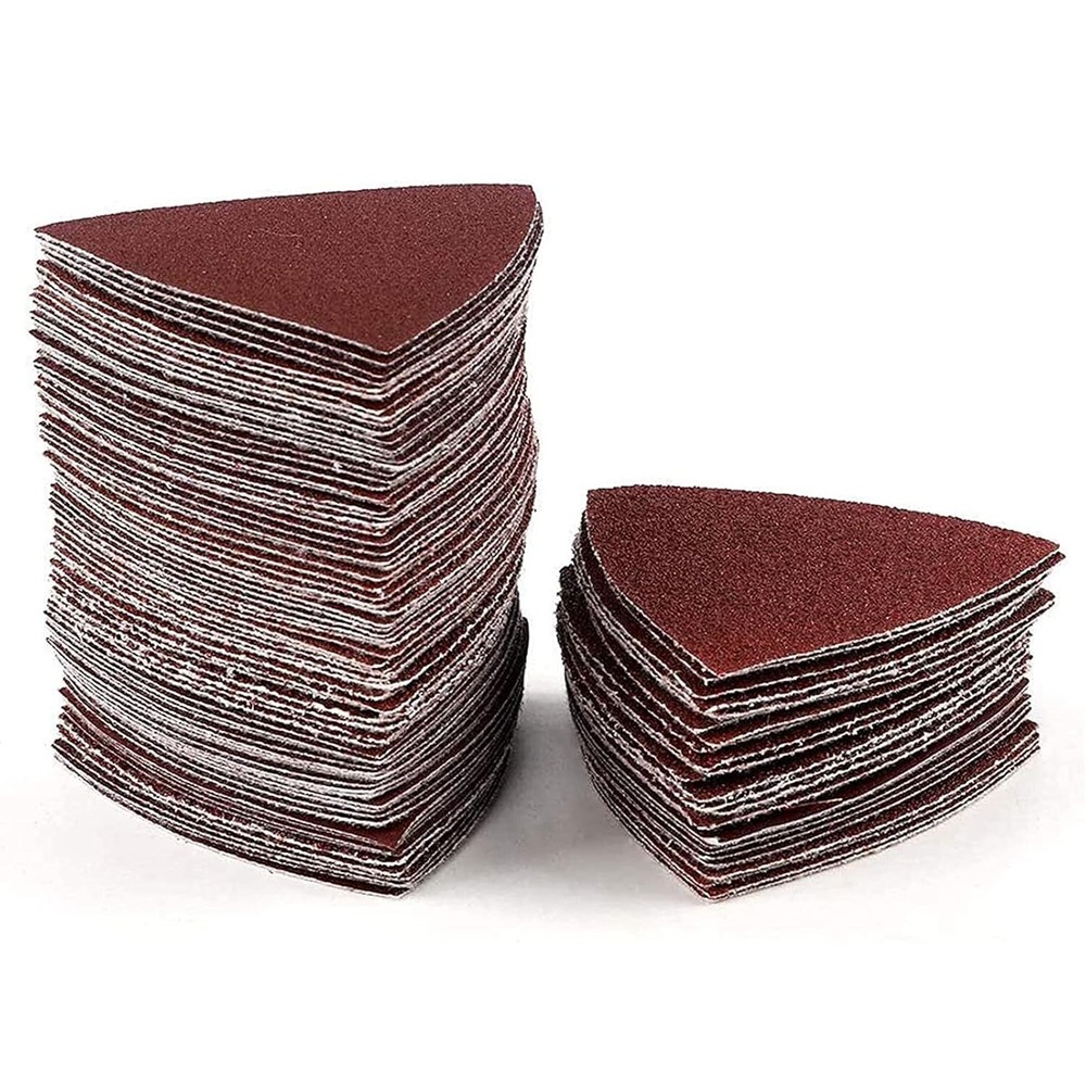 100PCS Triangle Sanding Pads for Oscillating Multi-Tool Hook Loop Sandpaper Disc