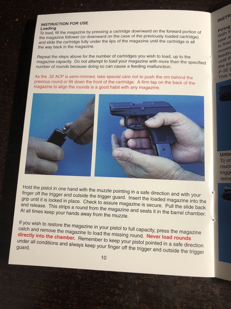 Instruction Manual Kel Tec P 32 Pistol