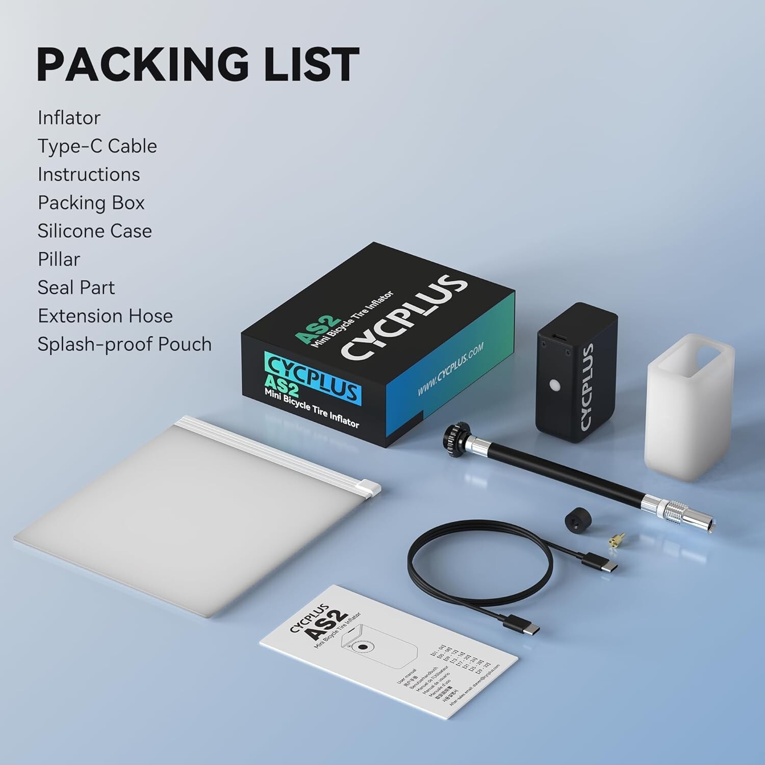 CYCPLUS AS2 Electric Bike Tire Pump 100PSI Mini Air Inflator Portable