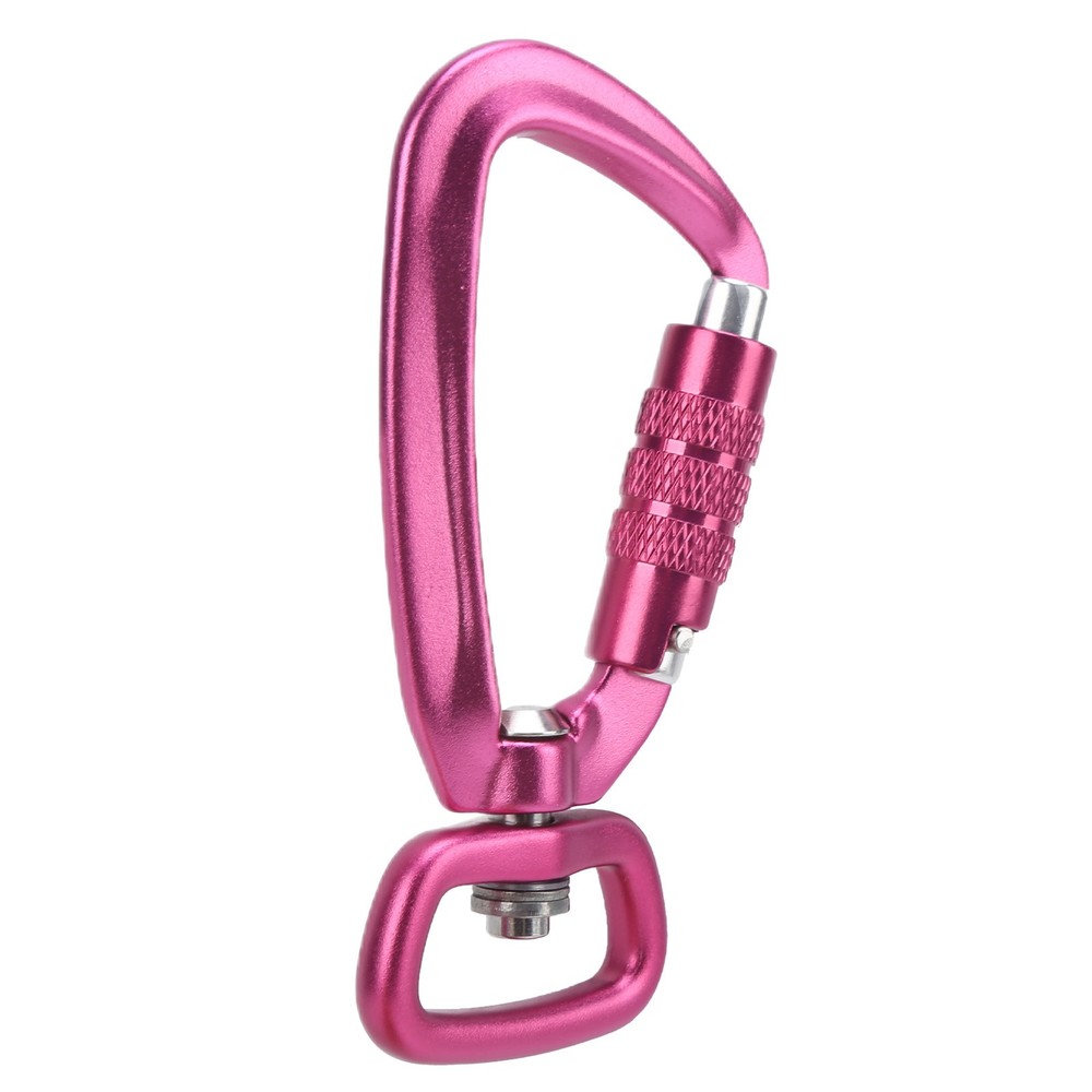 Pink Carabiner Clip Auto Locking Square Bottom 360 Rotational Hook