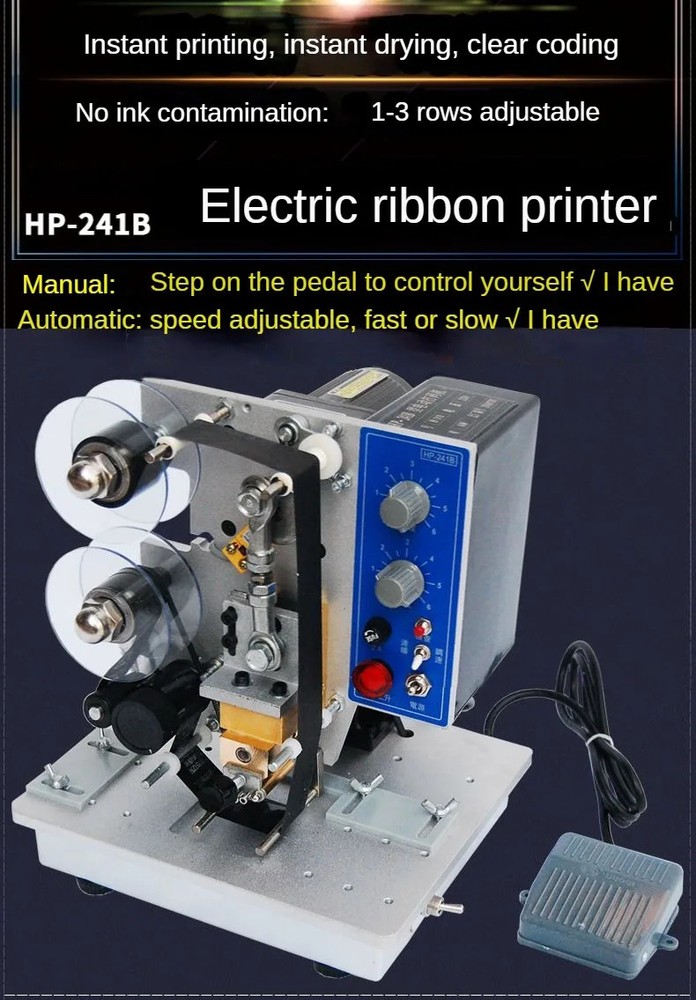 Semi-automatic Electric Hot Stamp Ribbon Code Printer Ribbon Coder HP-241B 220v