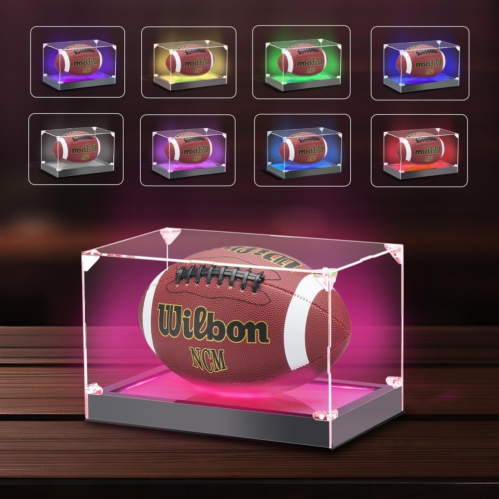 Acrylic Football Display Case with Adjustable LED