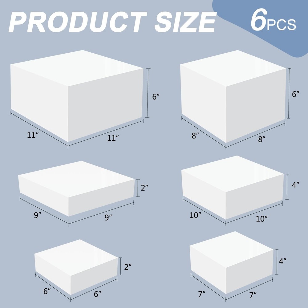 Buffet Risers, 6pcs Acrylic Display Boxes Cube Riser, Food Display Stands for...