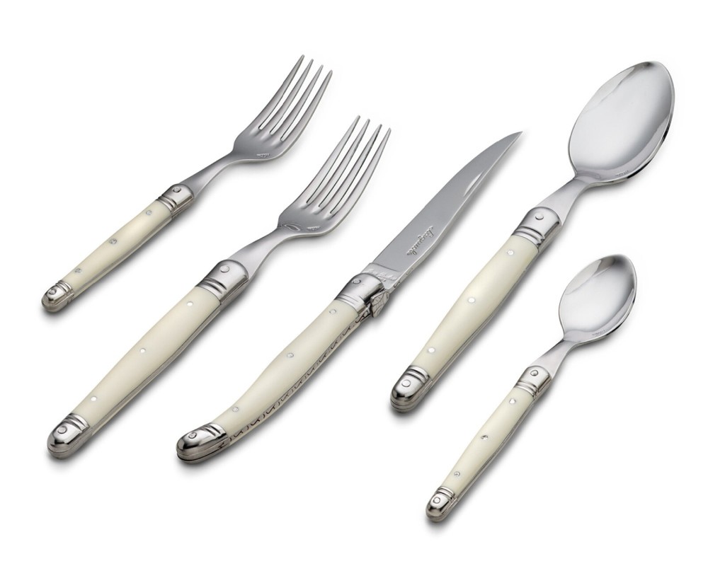 Jean Dubost Laguiole (one) 5-Piece Flatware Ivory Set