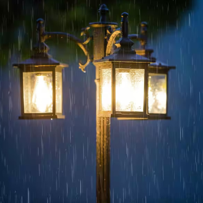 Lutec 7205601012 3-Light Black Outdoor Post Lantern