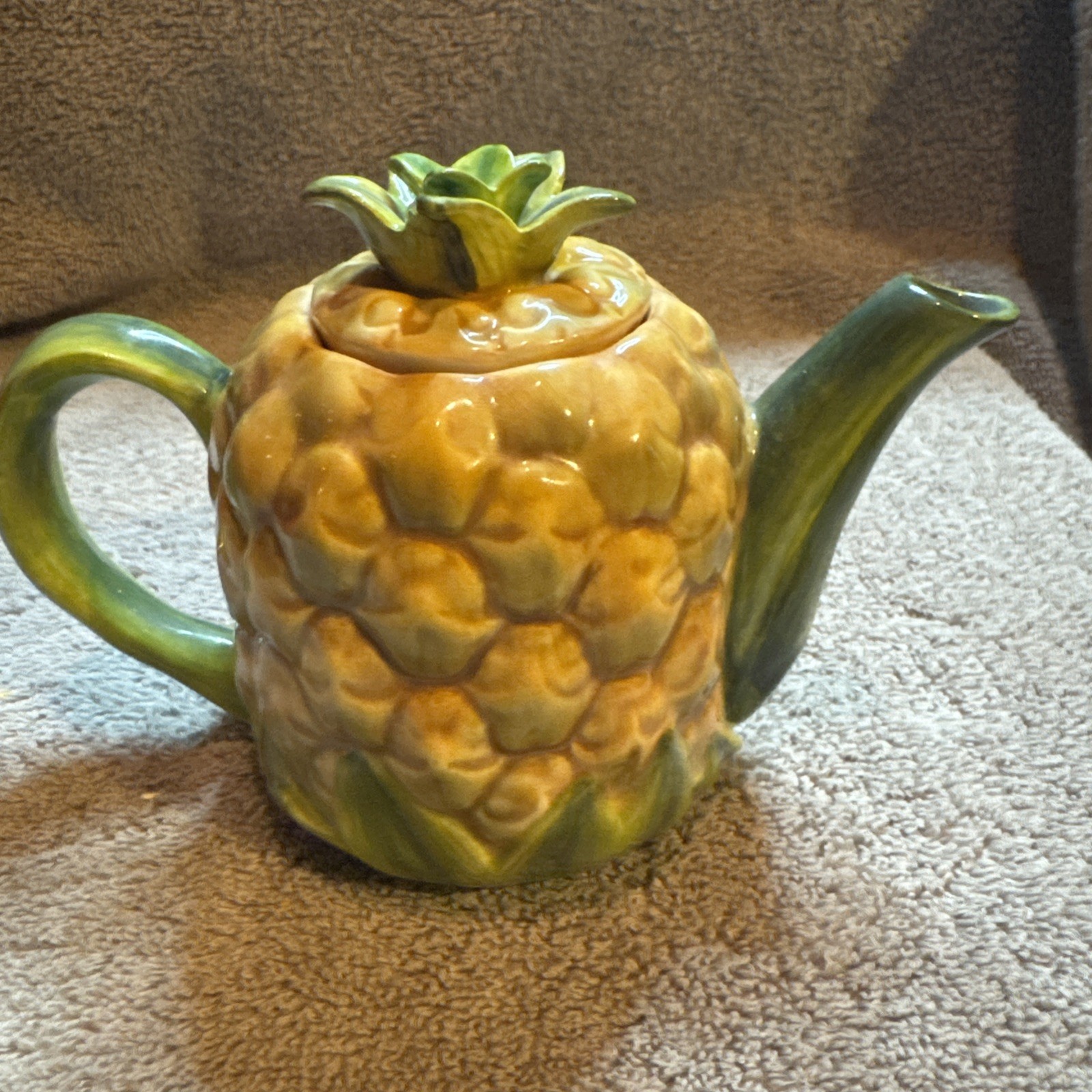 Vtg Lot 6 Ceramic Fruit Teapots: Pear P/apple Peach Pomegranate Watermelon Grape