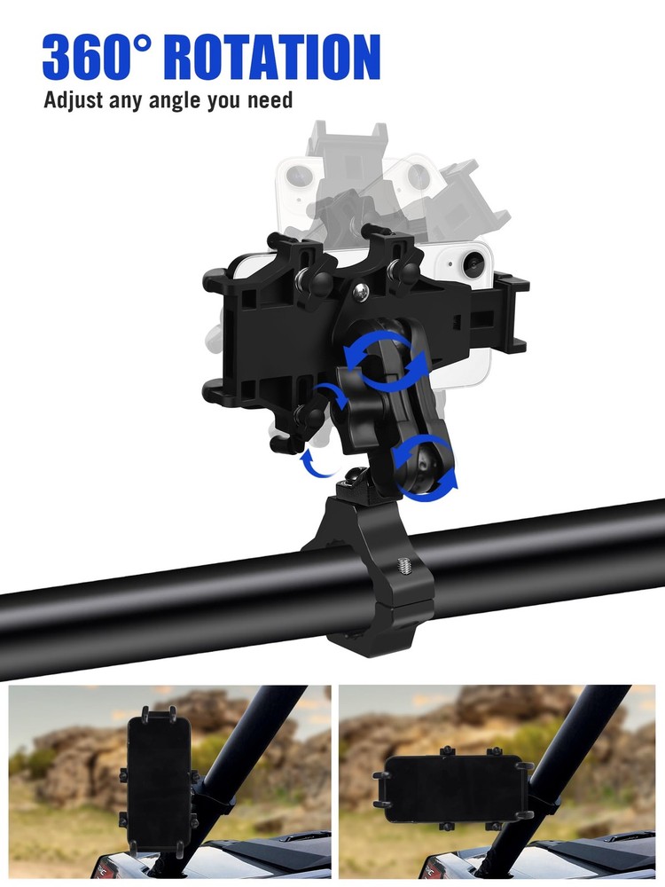 Heavy Duty UTV Phone Holder Adjustable Mount for 1.75"-2" Roll Cage