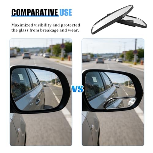 2PCS Blind Spot Car Mirror, Rectangular Convex Wide Angle Clear Glass Rearview