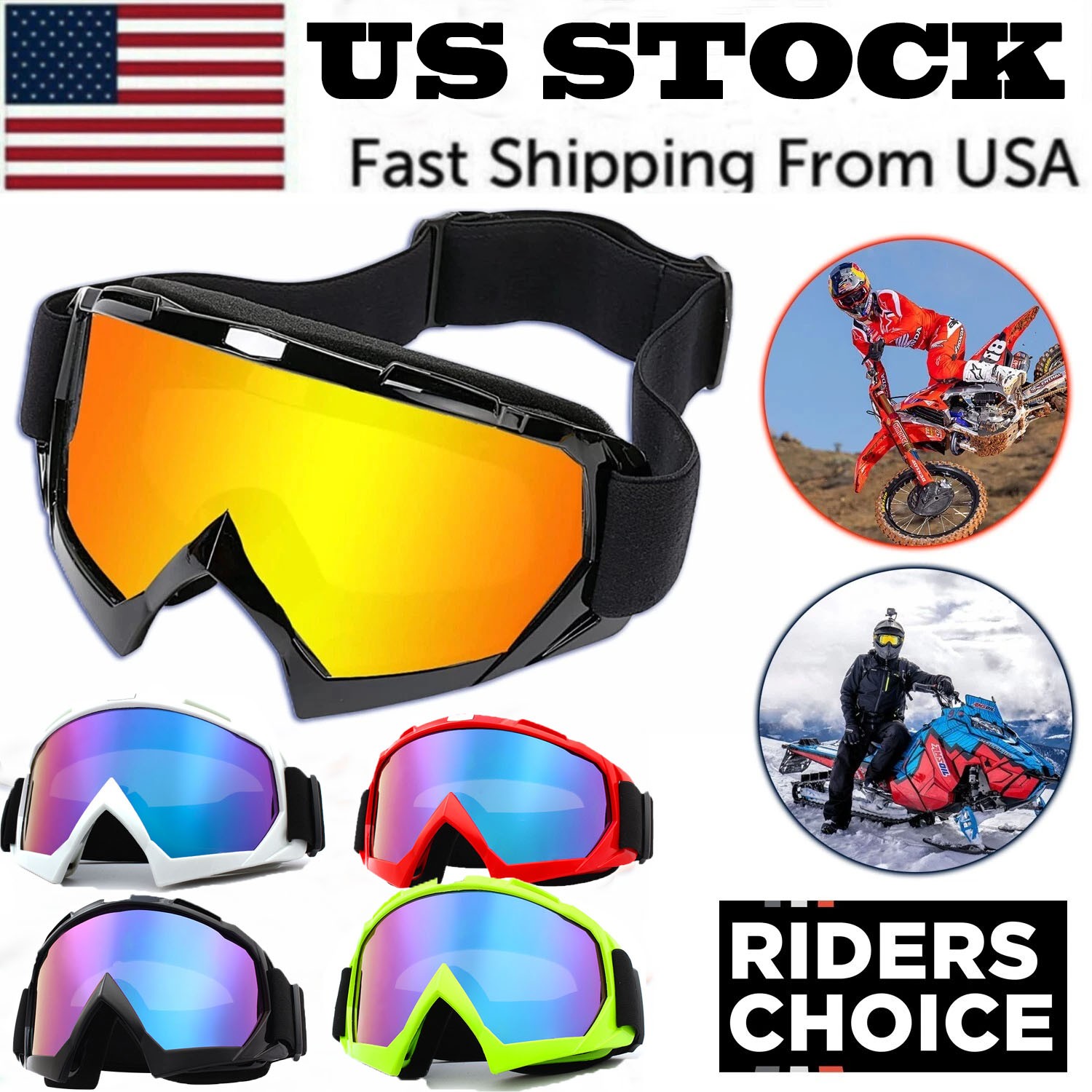 Motorcycle Goggles Racing Off-Road Dirt Bike Eyewear ATV UTV BMX MX XC Motocross
