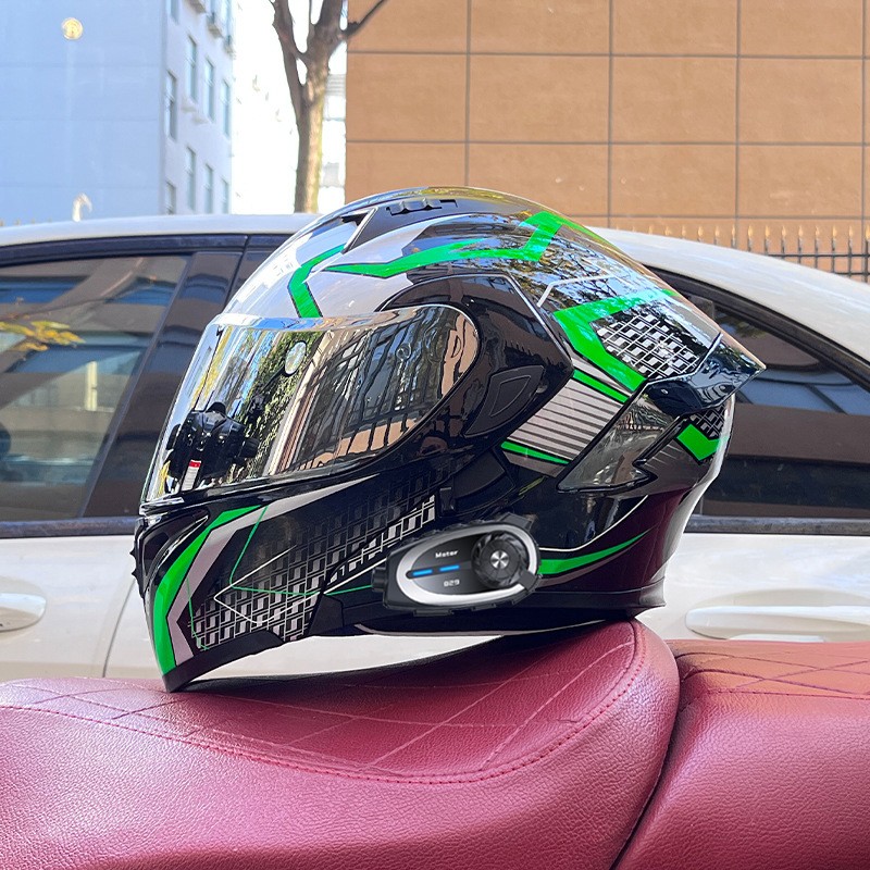Bluetooth Motorcycle Intercom Helmet Built-in Camera Daul Visor Motorbike Helmet