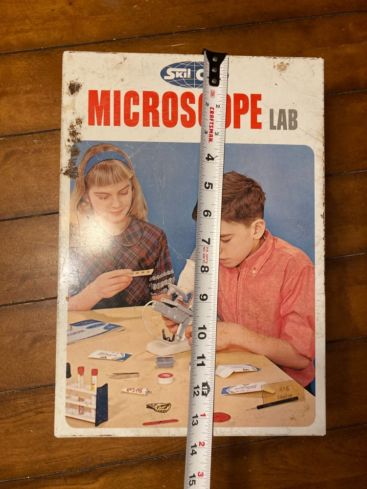Vintage 1963 Skilcraft Microscope Lab Set Prop Metal Case