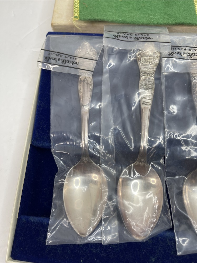 Reed And Barton Silver plate Centennial Commemorative Spoons 4 Pc New Open Box
