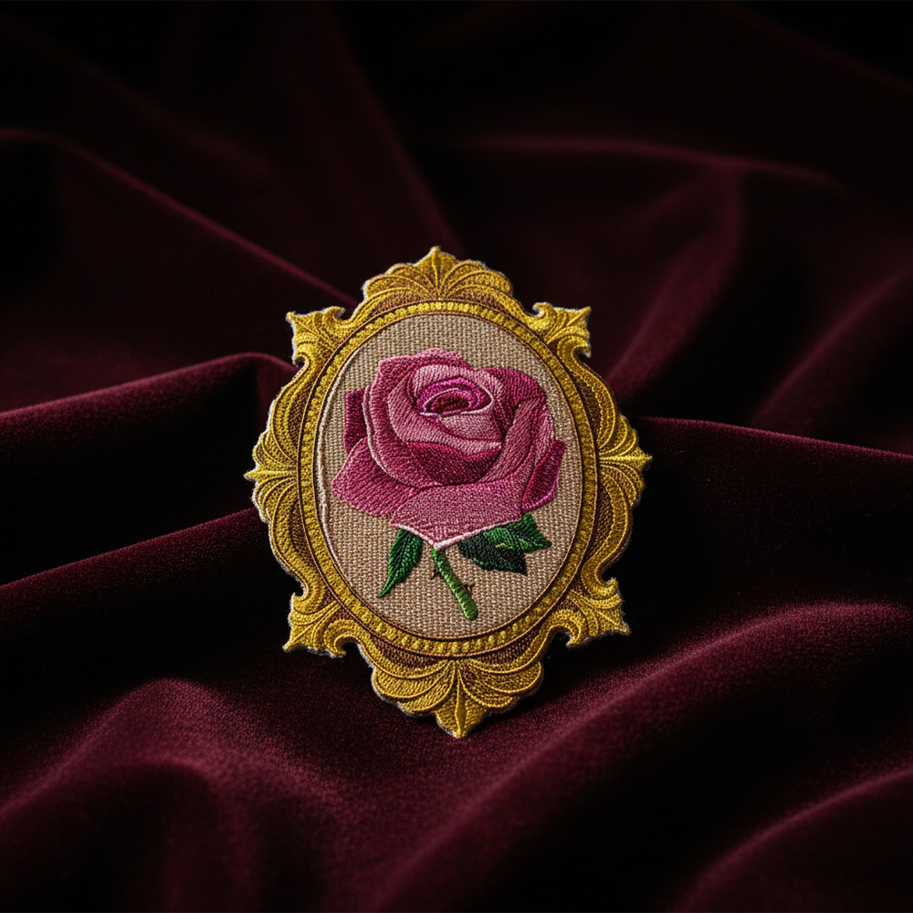 A Rose Is A Rose Cameo Embroidered Patch