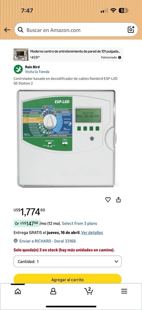 Rain Bird ESP-LXME Outdoor Digital Irrigation Controller Selectable Weekdays