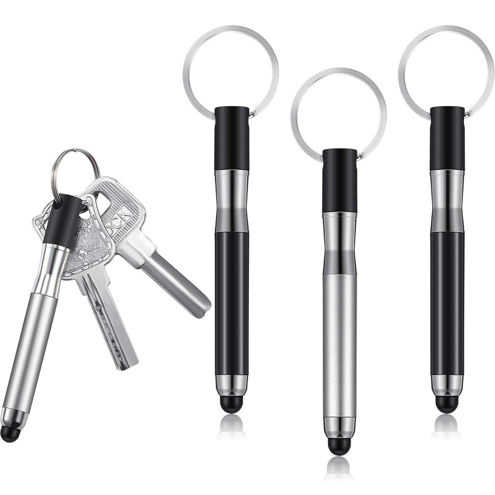 4 Pieces Mini Stylus Pen with Keyring Loop 3in1 Accessory Bullet Capacitive K...