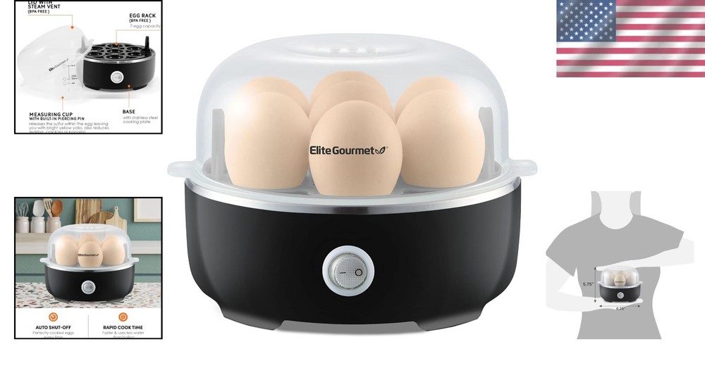 Easy Electric Egg Cooker - Makes 7 Soft, Medium, Hard-Boiled Eggs Effortlessly