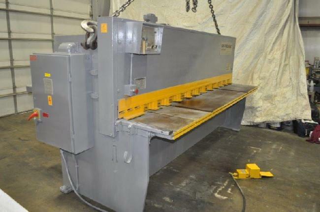10′ x 5/16 Pullmax Hydraulic Shear 13 HOLD DOWNS 36″ FRONT OPERATED POWER BACK G